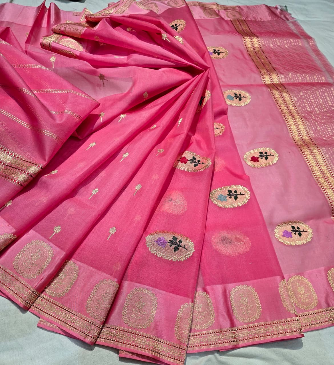 Pink kora saree ektara saree beautiful sari blouse SaffronFashion