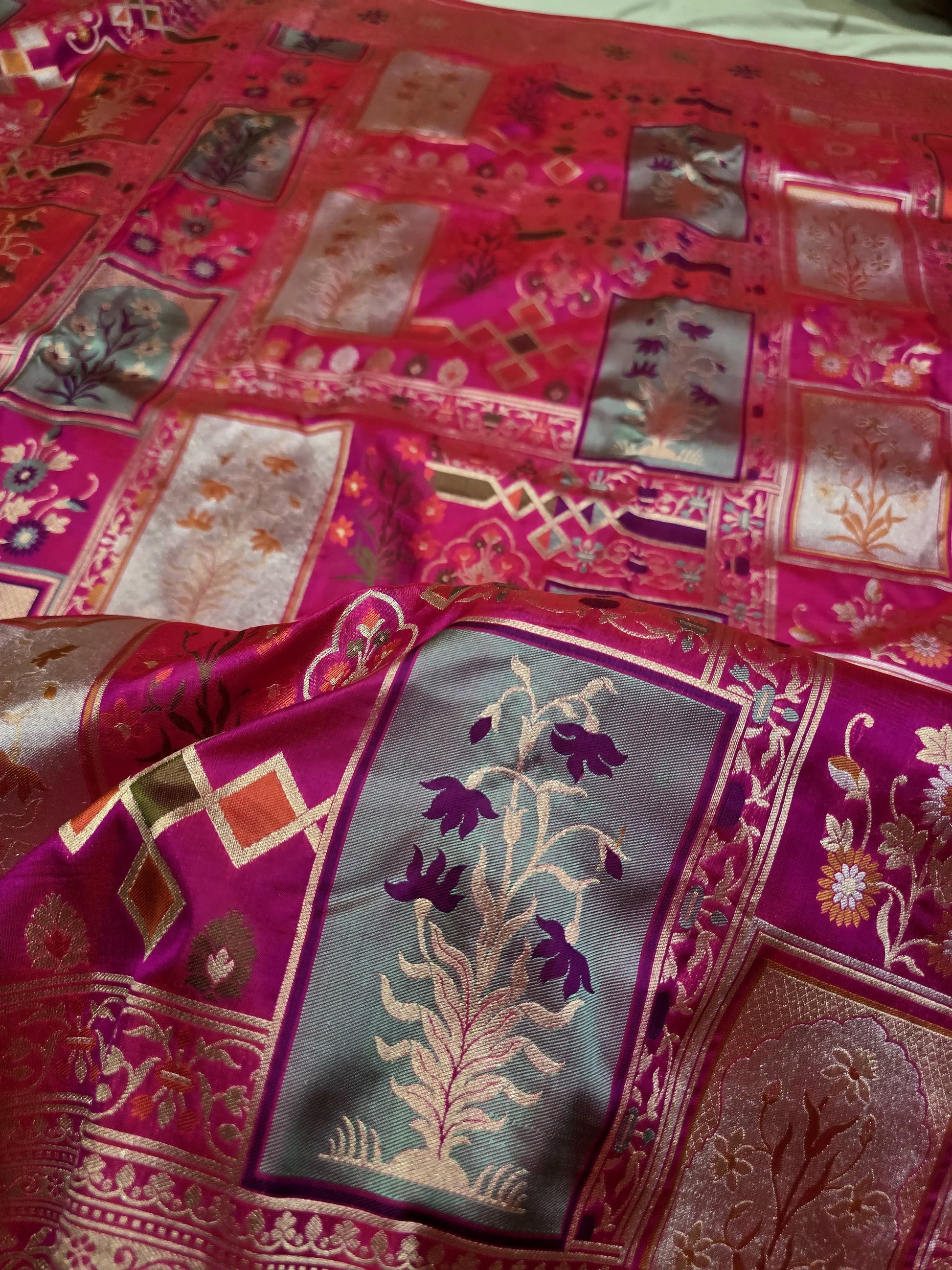 Mughal inspired katan silk saree Banarsi saree exclusive sarees SaffronFashion