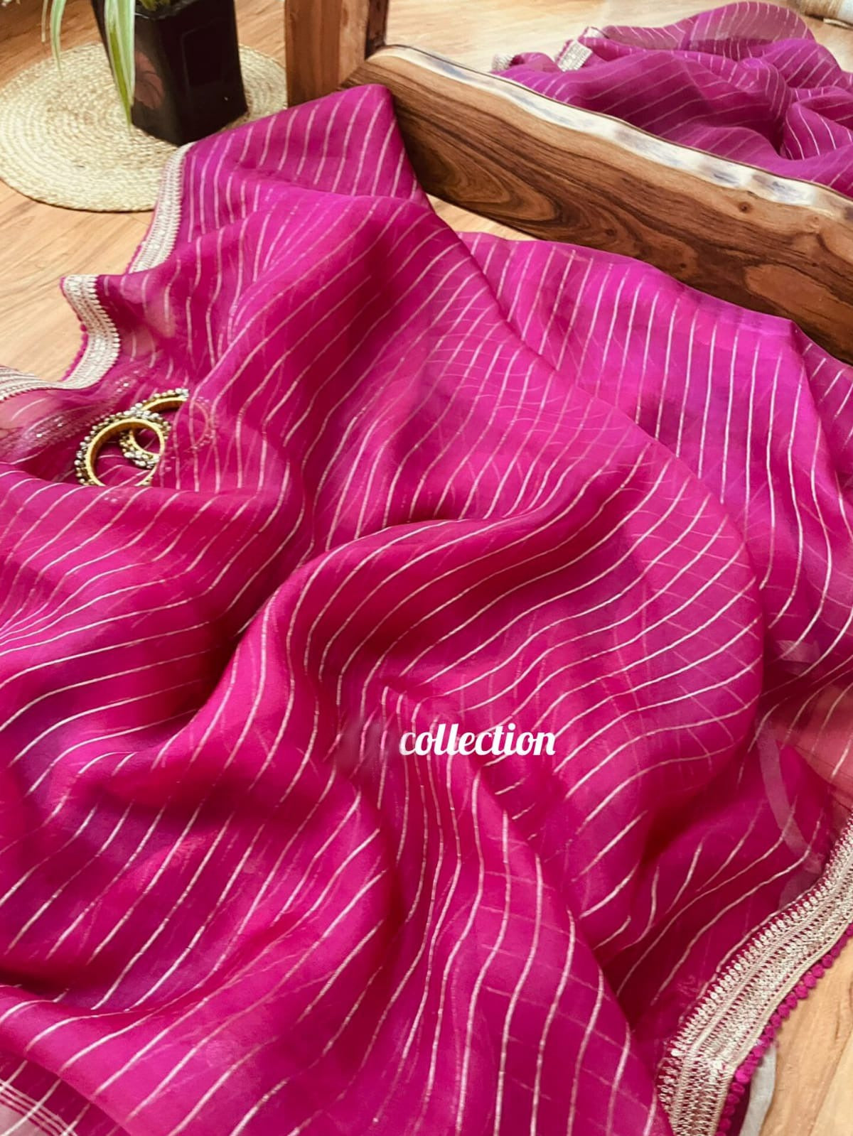 Weaved organza silk saree Zari saree women saree blouse - Saffronfashionindia
