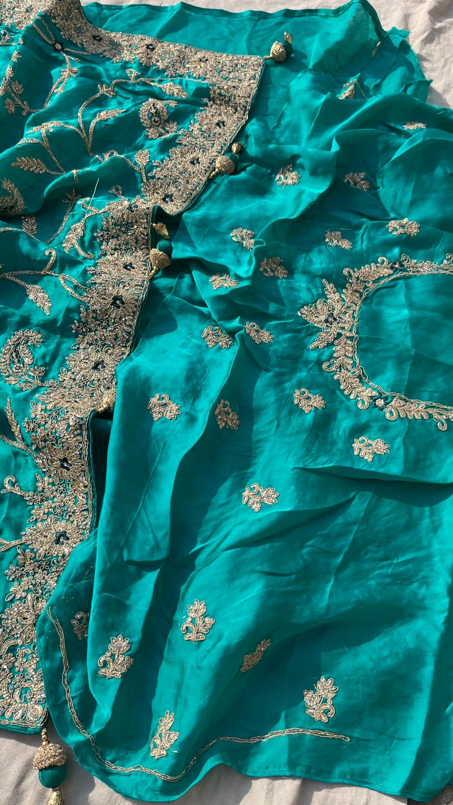Bridal inspired Gajji Silk Saree Embroidered Sarees - Saffronfashionindia