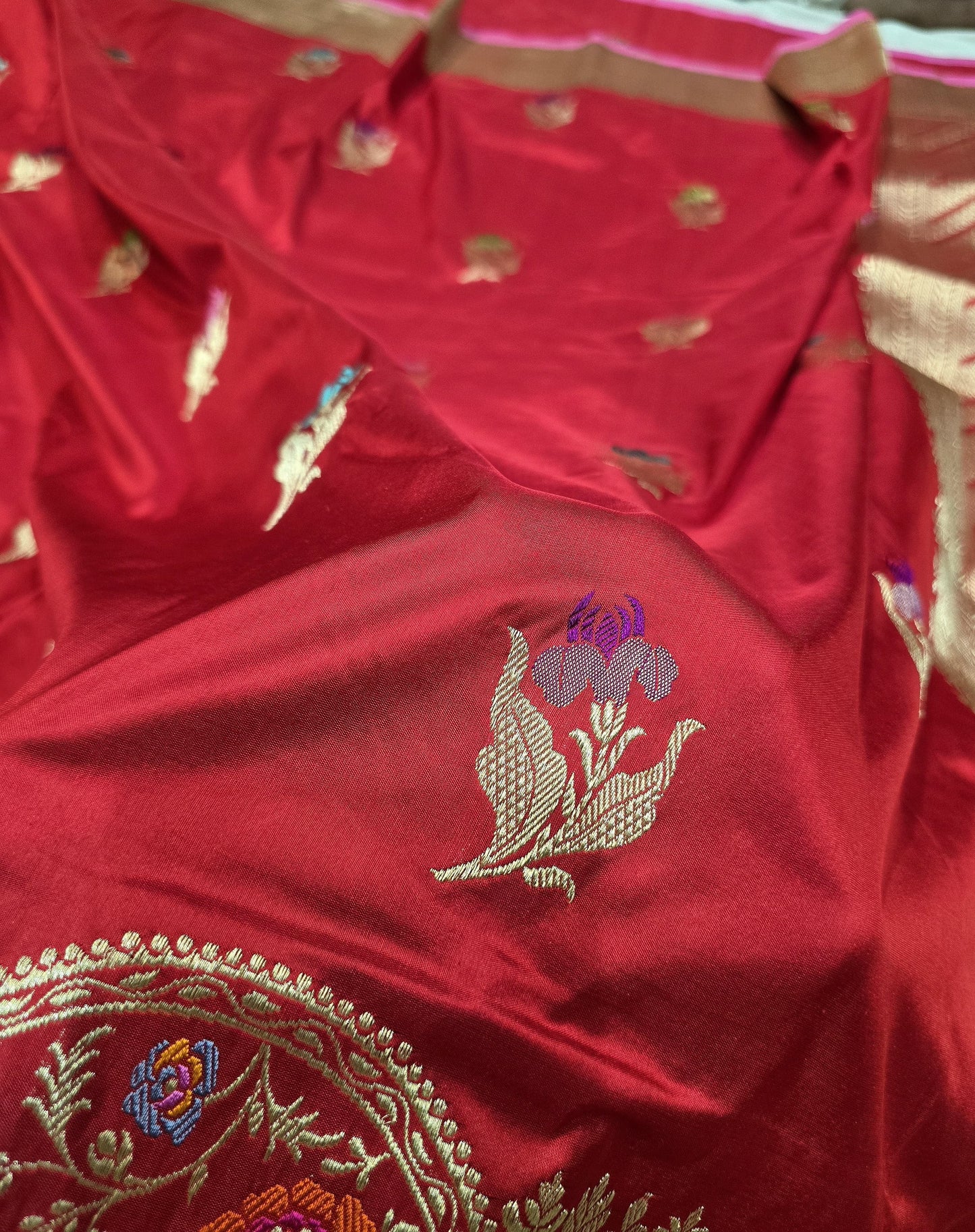 Urmia Banarsi saree handwoven sarees blouse SaffronFashion