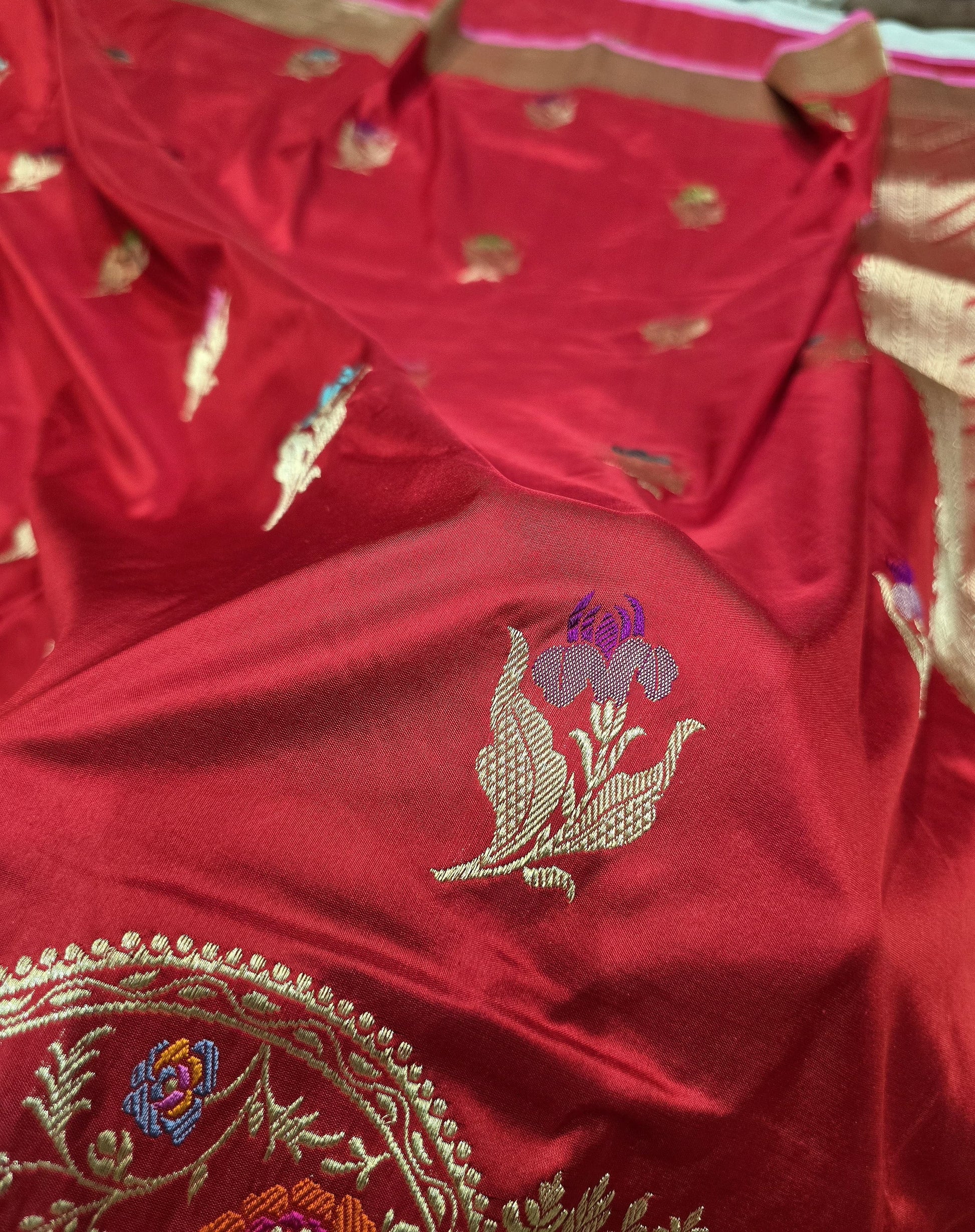 Urmia Banarsi saree handwoven sarees blouse SaffronFashion