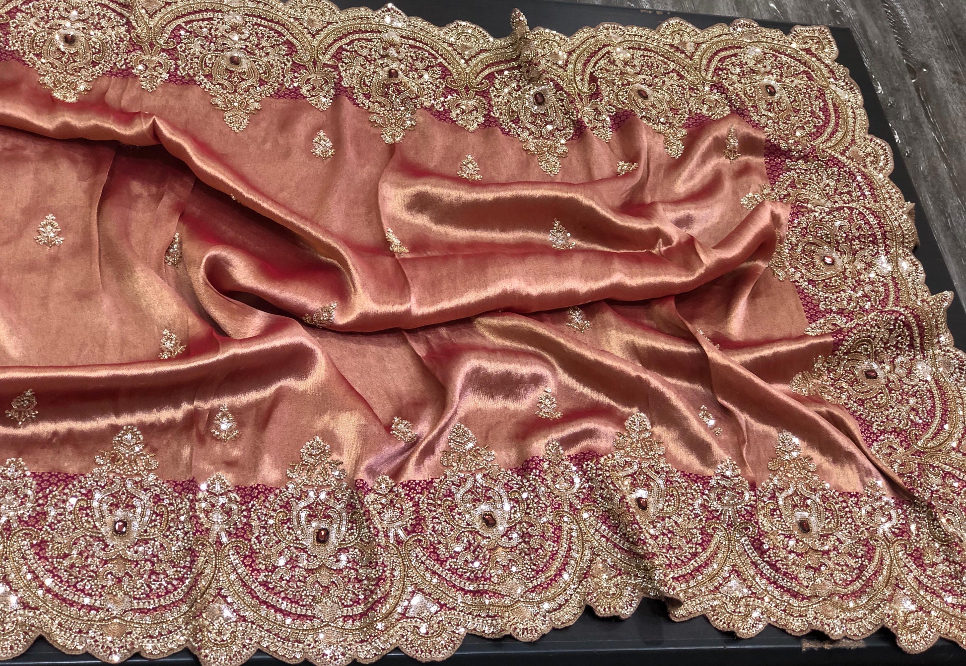 Dual tone pure Kanjeevaram saree wedding sari reception sarees blouse Saffronfashionindia