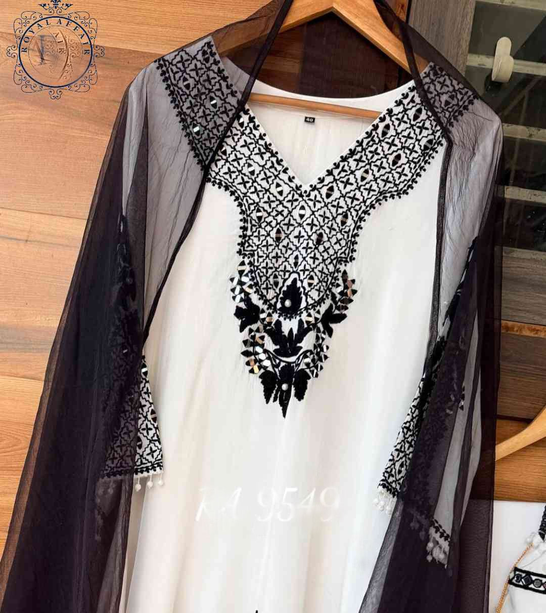 White stitched dress silk dress party wear dresses SaffronFashion