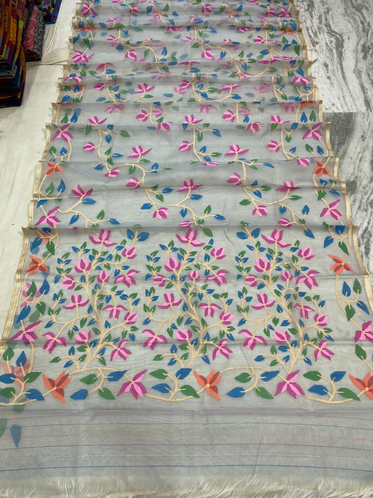 Neda handwoven tantuj jamdani saree - Saffronfashionindia
