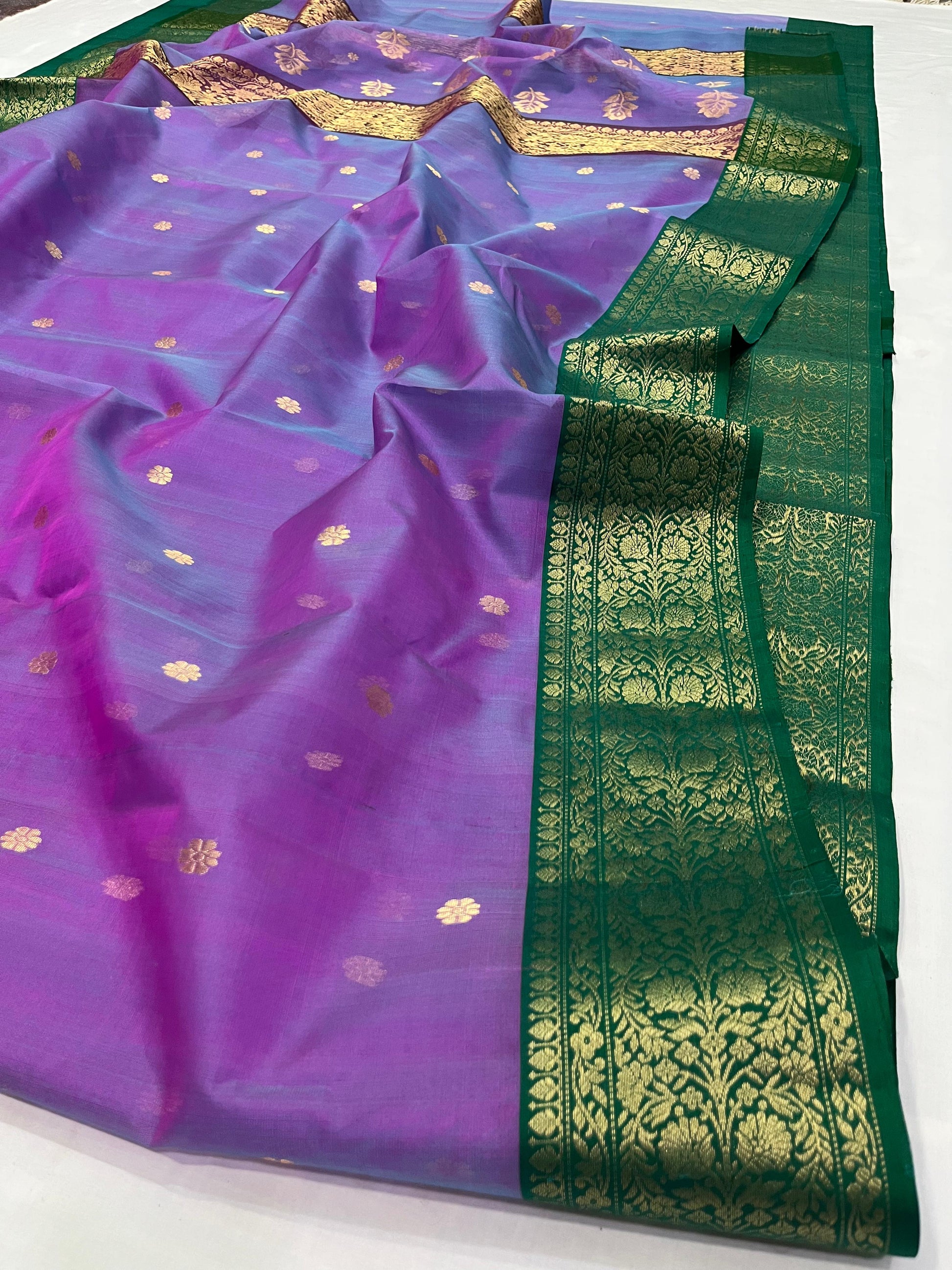 Purple chanderi saree Indian sari blouse traditional sarees SaffronFashion