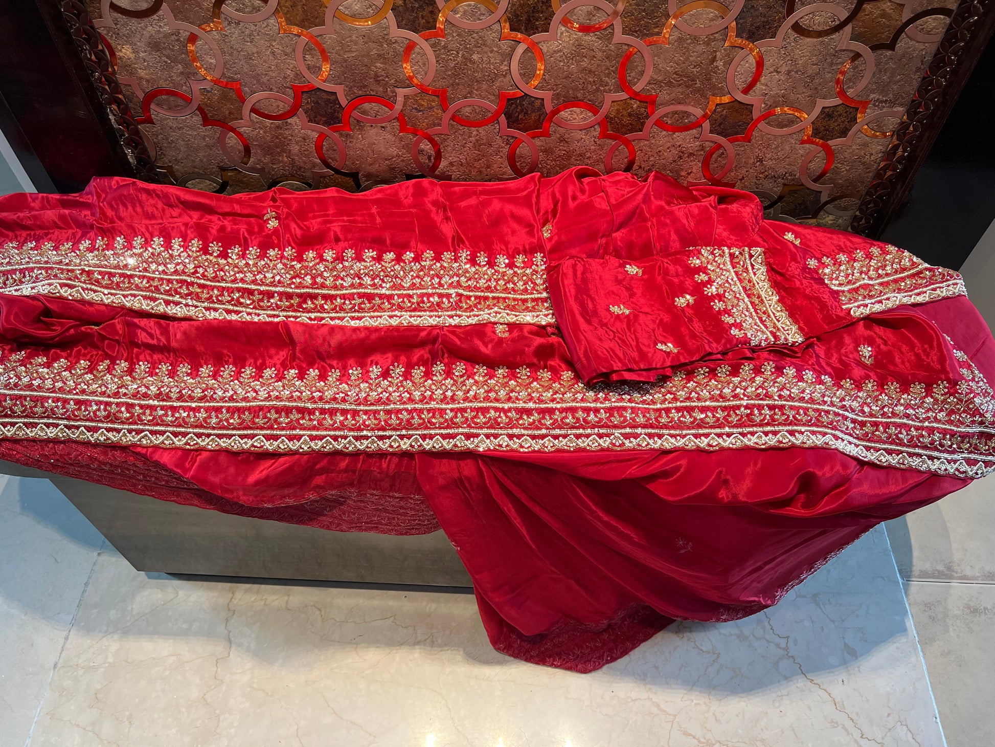 Red organza saree Indian saree bridal saree - Saffronfashionindia