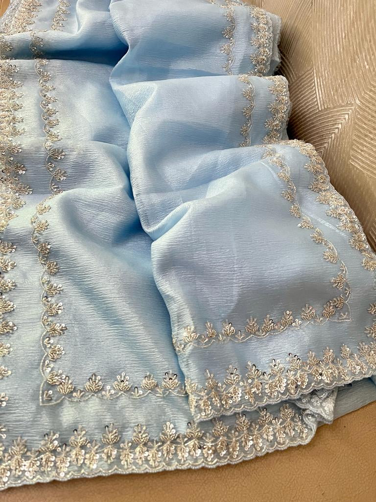 Ruhaani crushed tissue partywear sarees - Saffronfashionindia