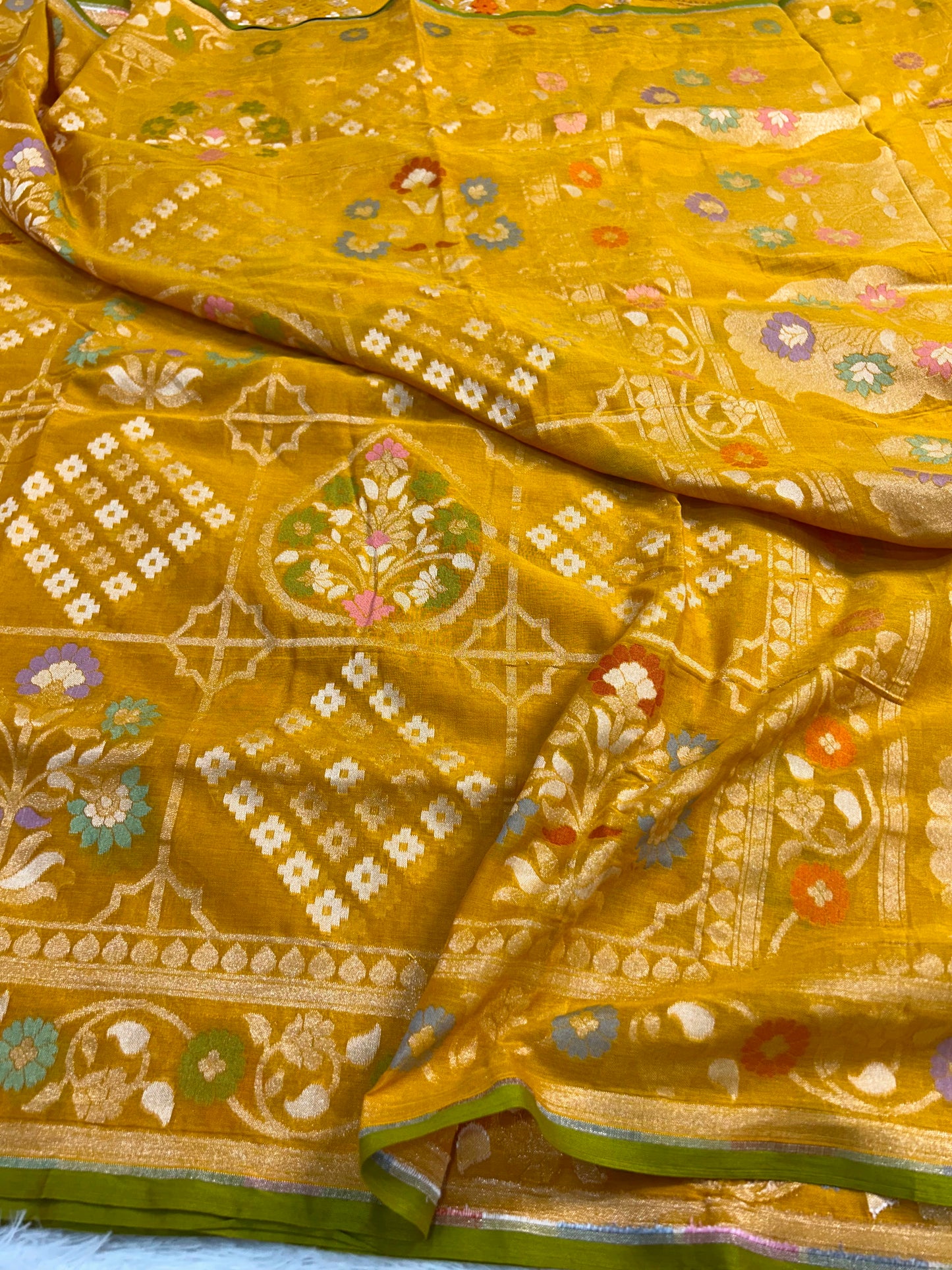 Juglani cotton jamdani saree ikatara exclusive sari blouse Saffronfashionindia
