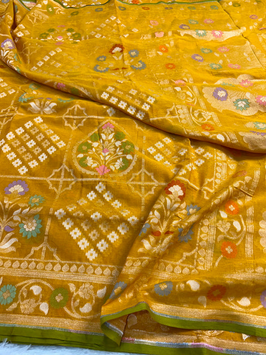 Juglani cotton jamdani saree ikatara exclusive sari blouse Saffronfashionindia