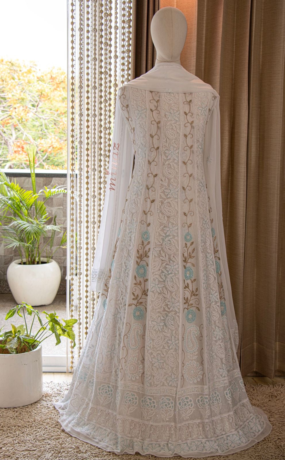 Lucknowie Gorgette dress pakistani dress Chikankari dress - Saffronfashionindia