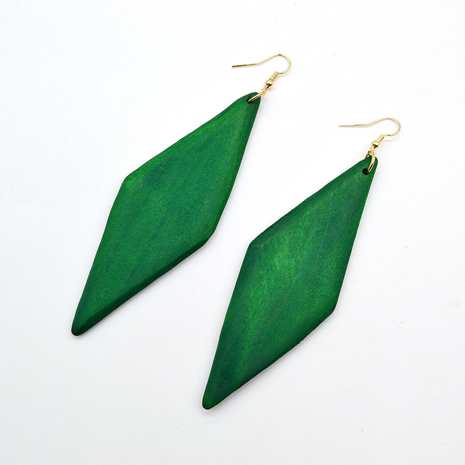 European And American Personalized Exaggerated Wood Eardrops - Saffronfashionindia