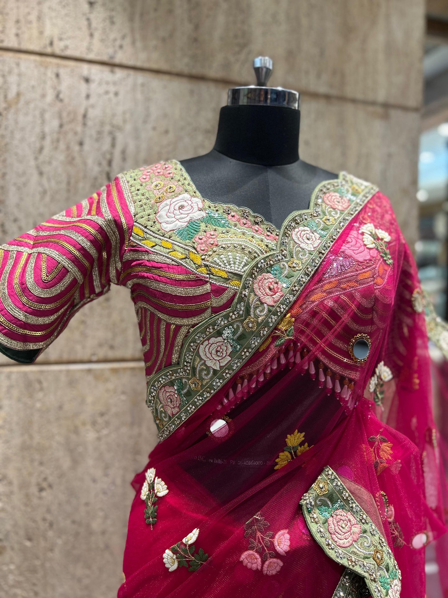 Red wedding saree reception sari bridal saree blouse SaffronFashion