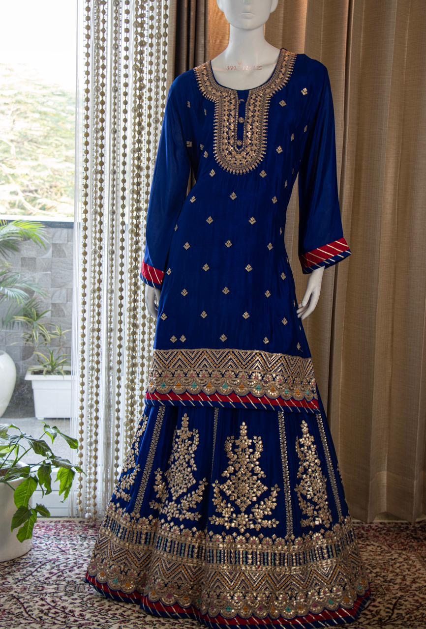 Rebica Embroidered Zari Gharara Set Pakistani Dress - Saffronfashionindia