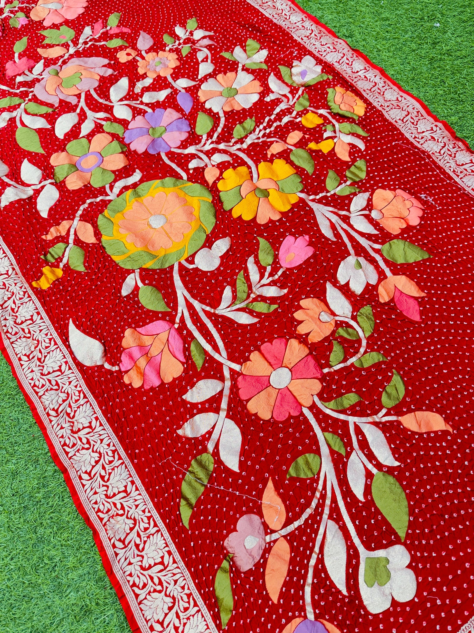 Floral red gorgette dupatta trendy dupatta Indian dupatta SaffronFashion