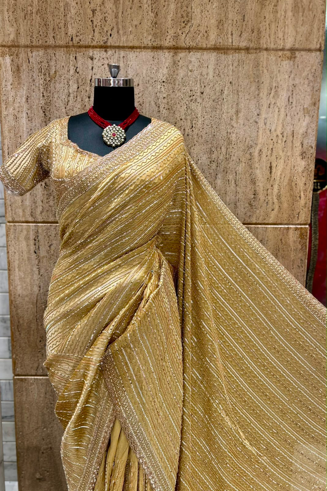 Royal Kanjeevaram saree silk saree with stitched blouse Saffronfashionindia