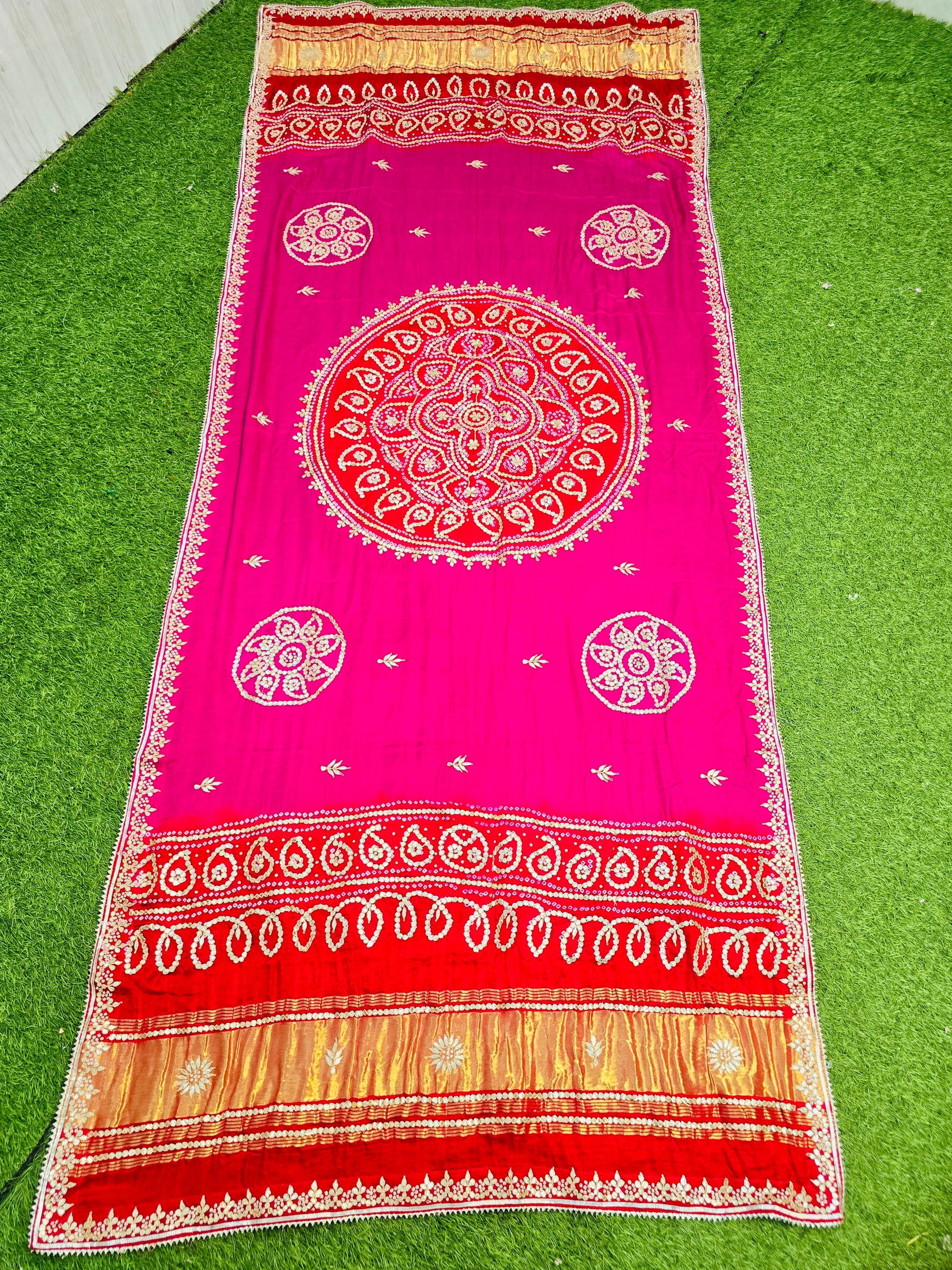 Kivina gajji silk dupatta Bandhani dupatta Indian dupatta - Saffronfashionindia
