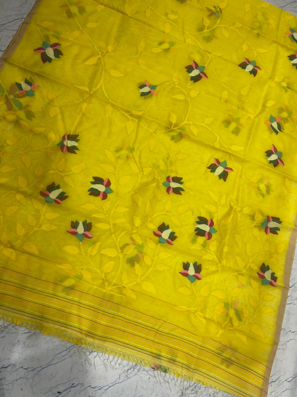 Anisha muslin jamdani Tantuj sarees - Saffronfashionindia