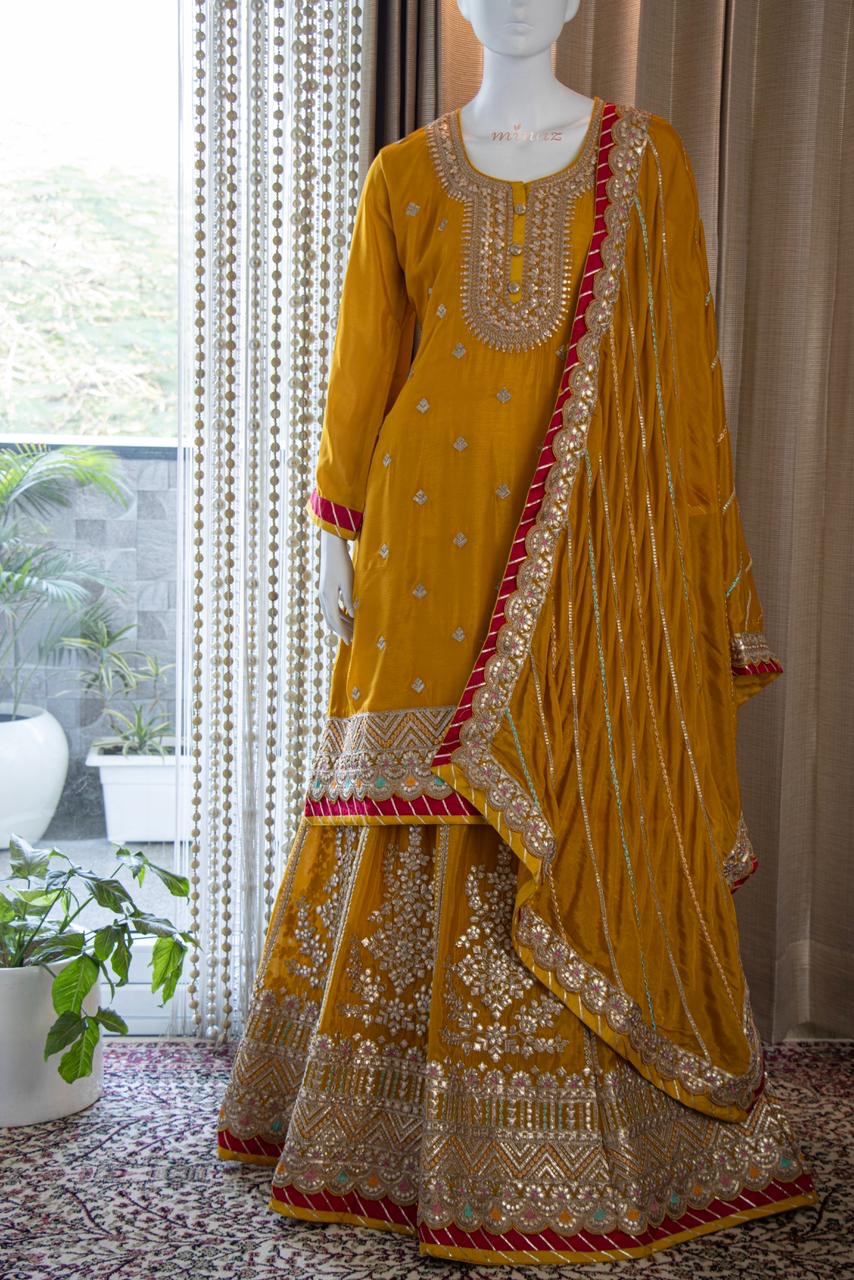 Rebica Embroidered Zari Gharara Set Pakistani Dress - Saffronfashionindia