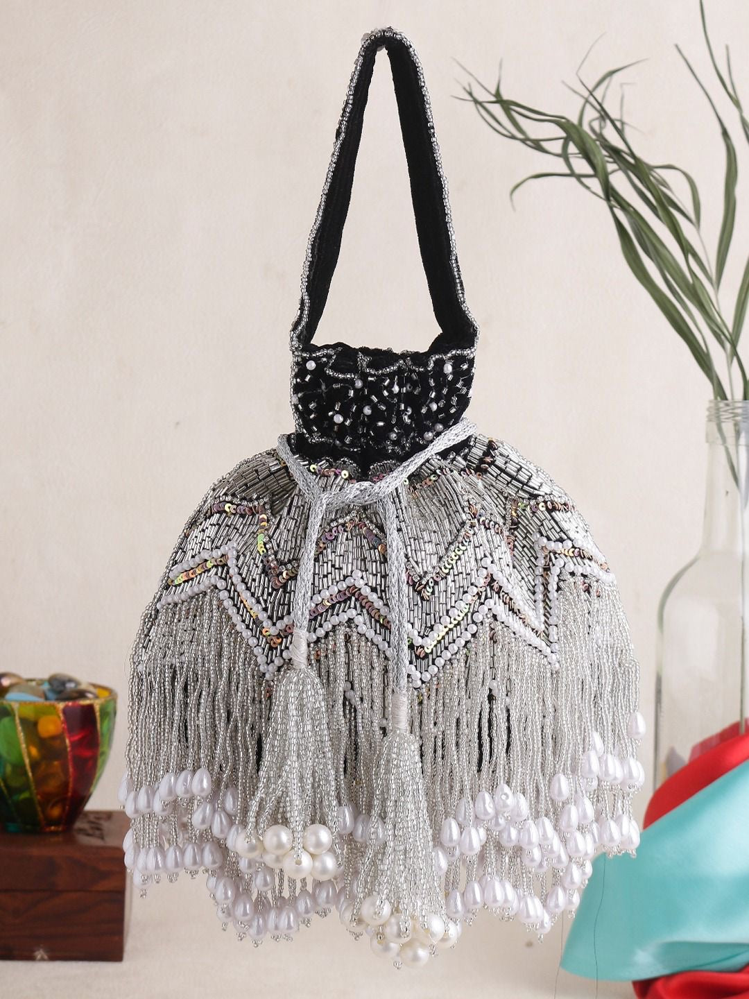 Pearl beaded Potlis Bridal potli - Saffronfashionindia