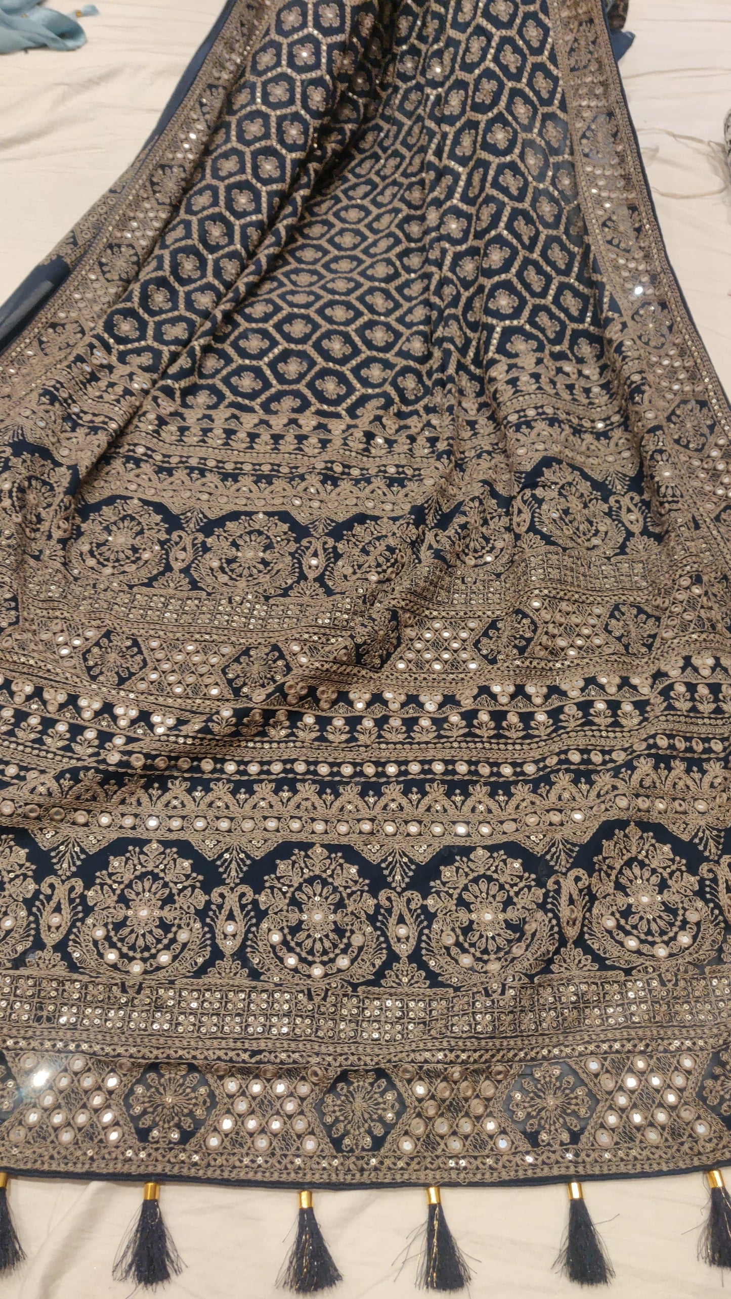Suhashi Gorgette Chikankari Saree Women Saree - Saffronfashionindia