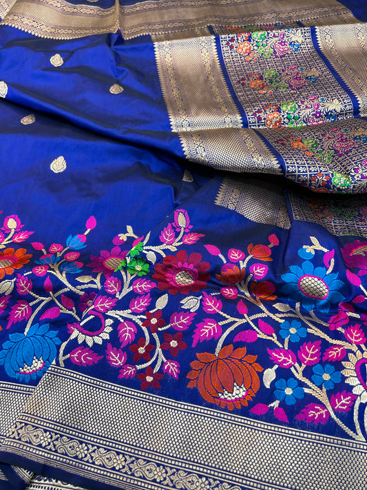 Varia double katan silk saree kadwa weaving sari blouse Saffronfashionindia