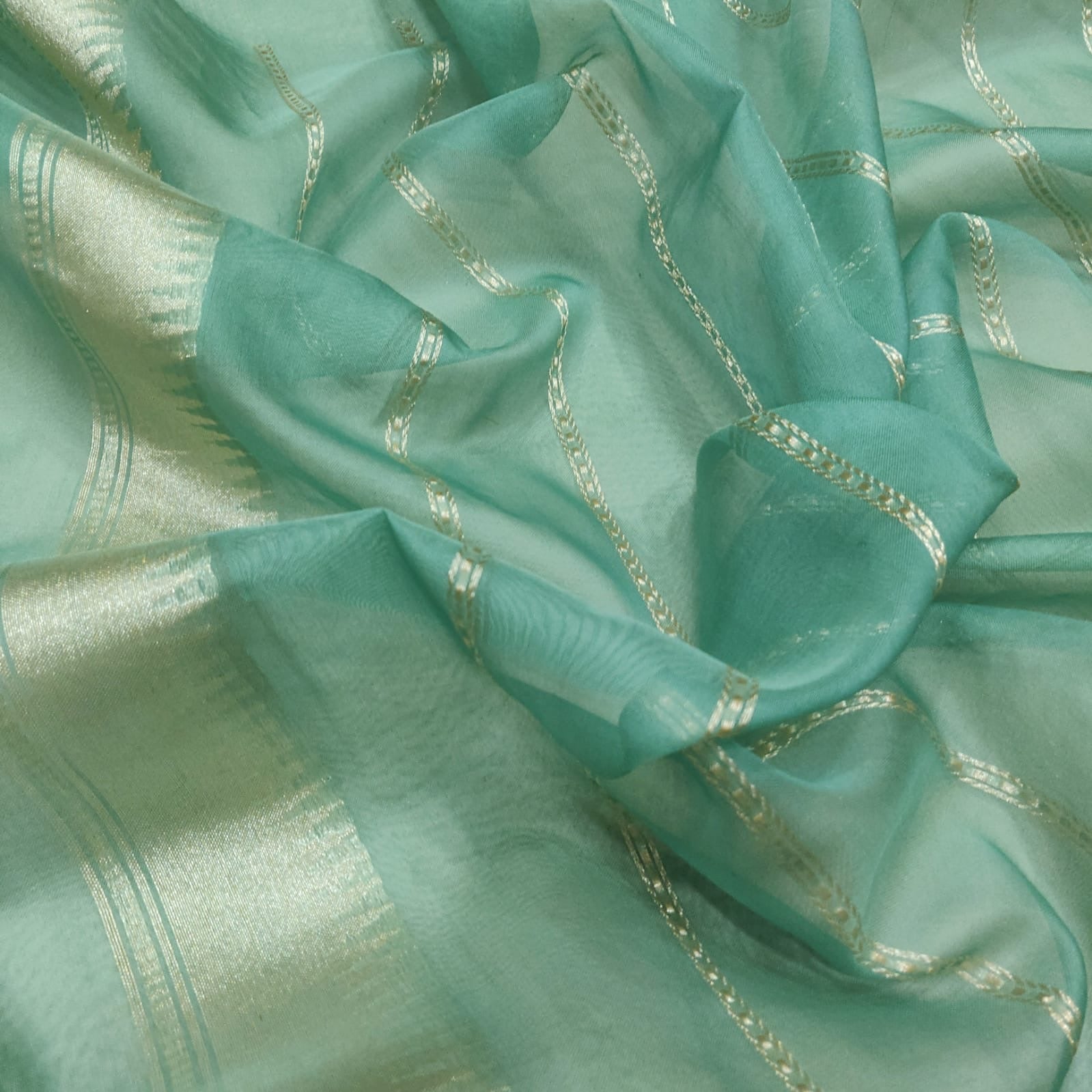 Green ektara Jamdani saree Kora saree Indian sarees blouse - Saffronfashionindia