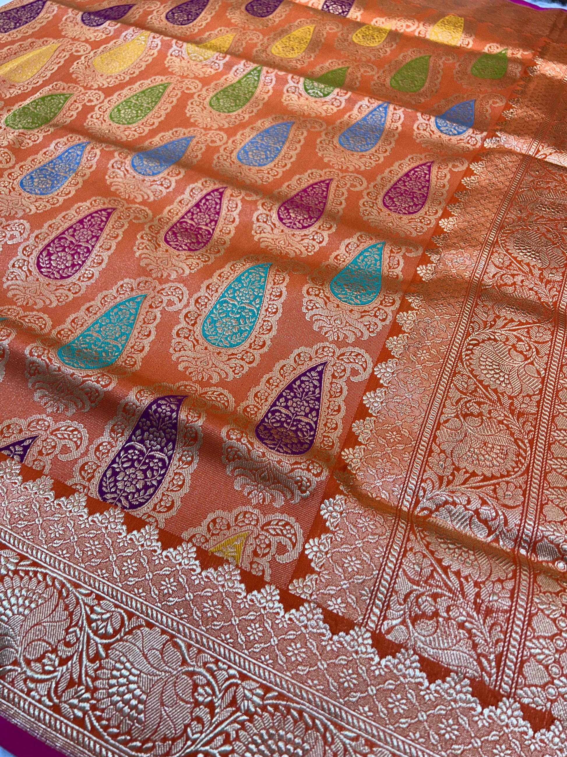 Exclusive ikatra saree khimkhab sarees blouse traditional Indian heritage sari blouse Saffronfashionindia