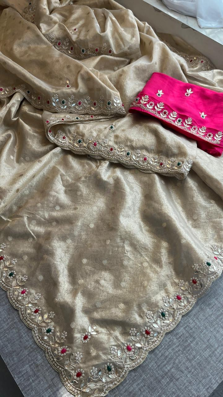 Tissue silk saree Indian saree bragging by mmmmmp SAFFRONFASHION