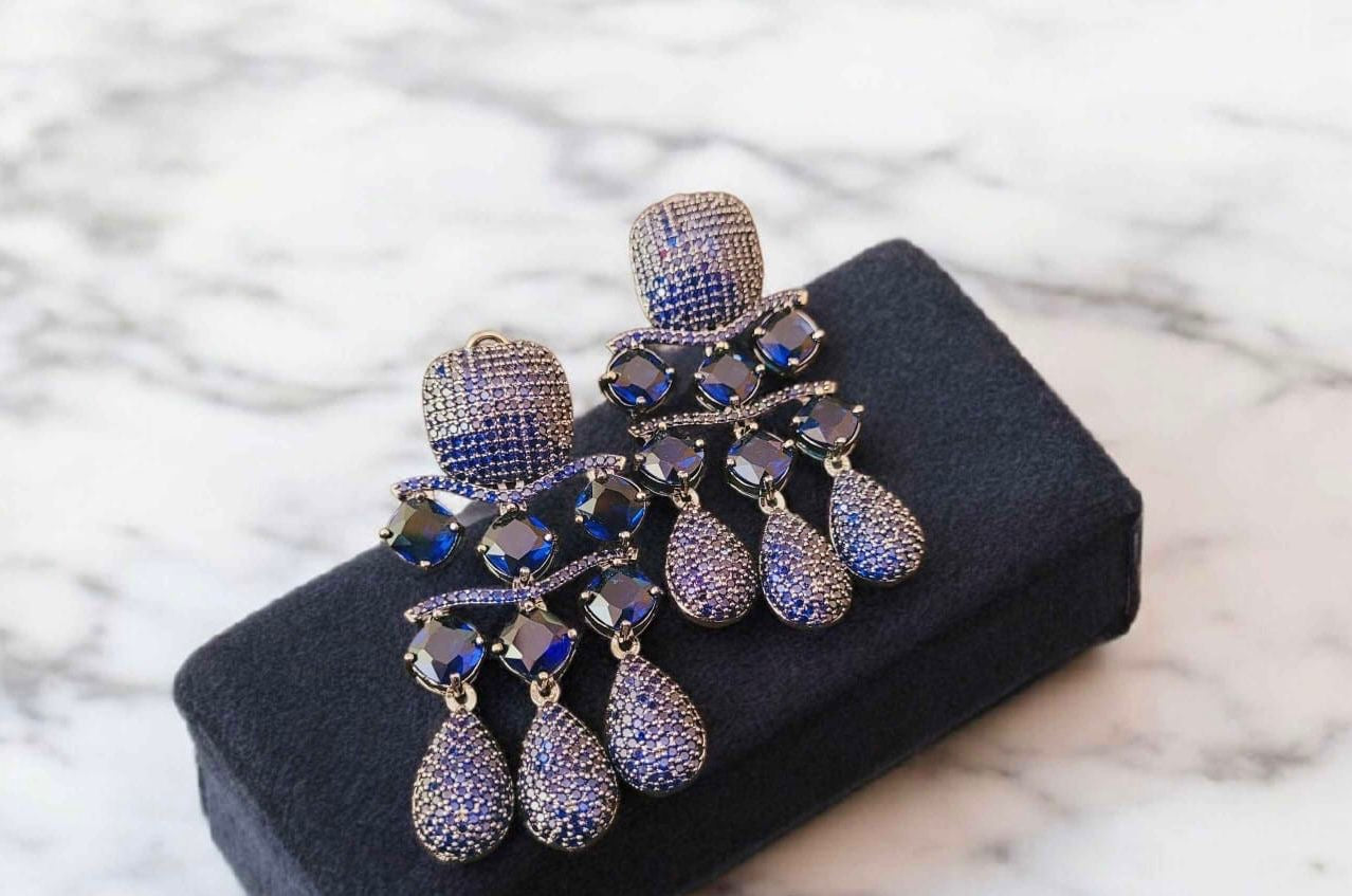Cocktail earrings Partywear earrings stone earrings Saffronfashionindia