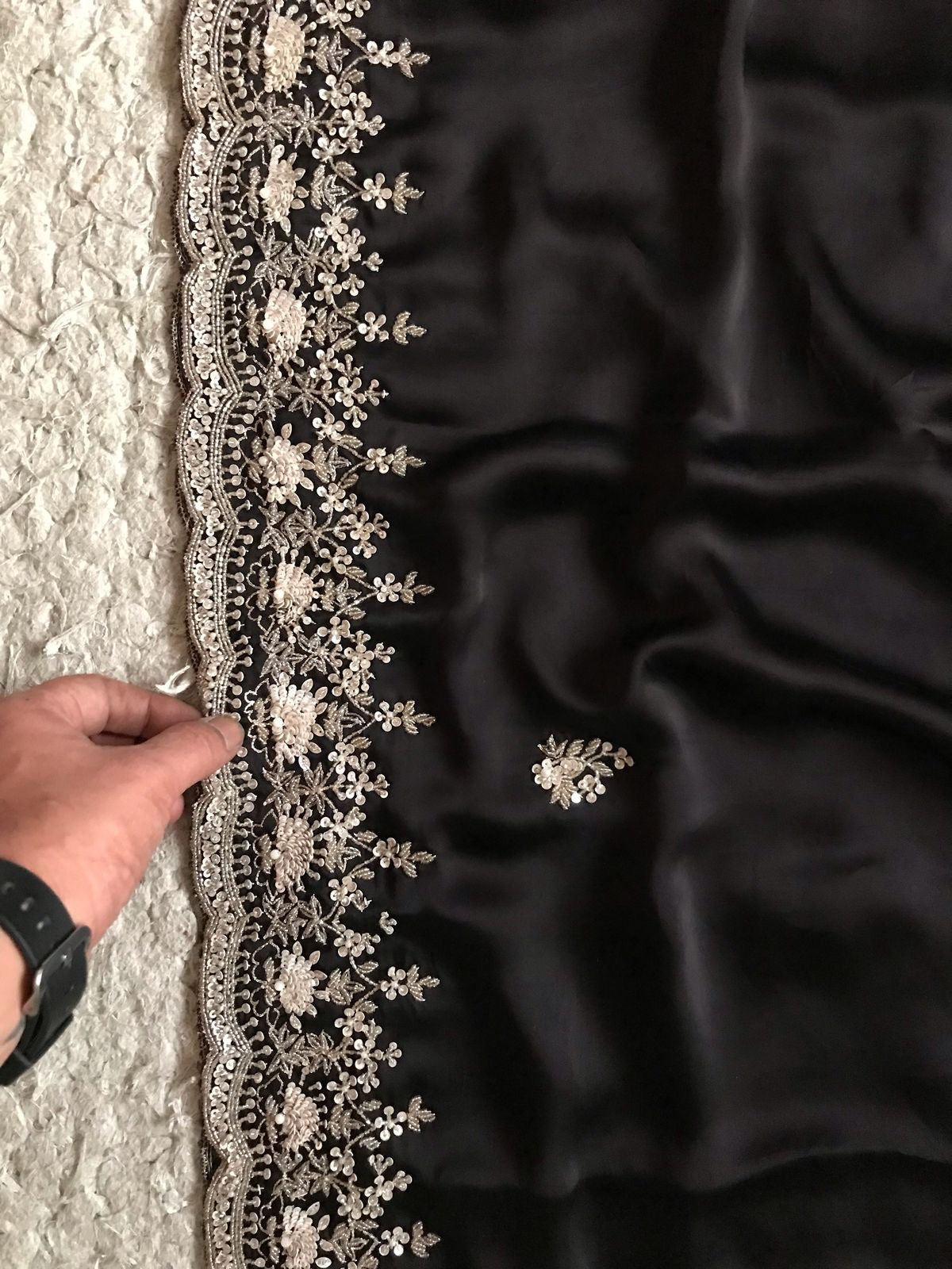 Black Sarin organza saree luxury saree Partywear sari Indian wedding sarees Saffronfashionindia