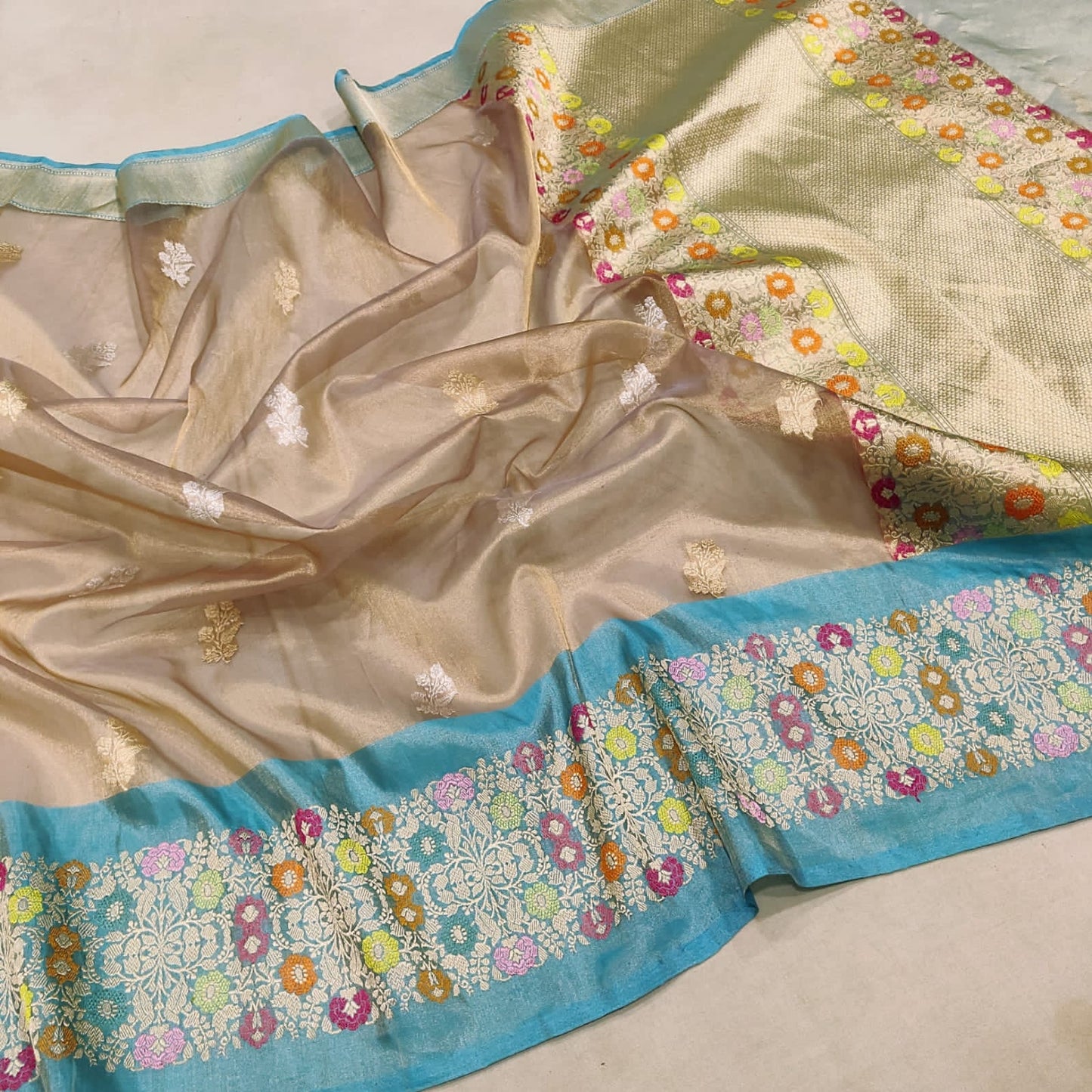 Rosal kadwa tissue handwoven saree - Saffronfashionindia