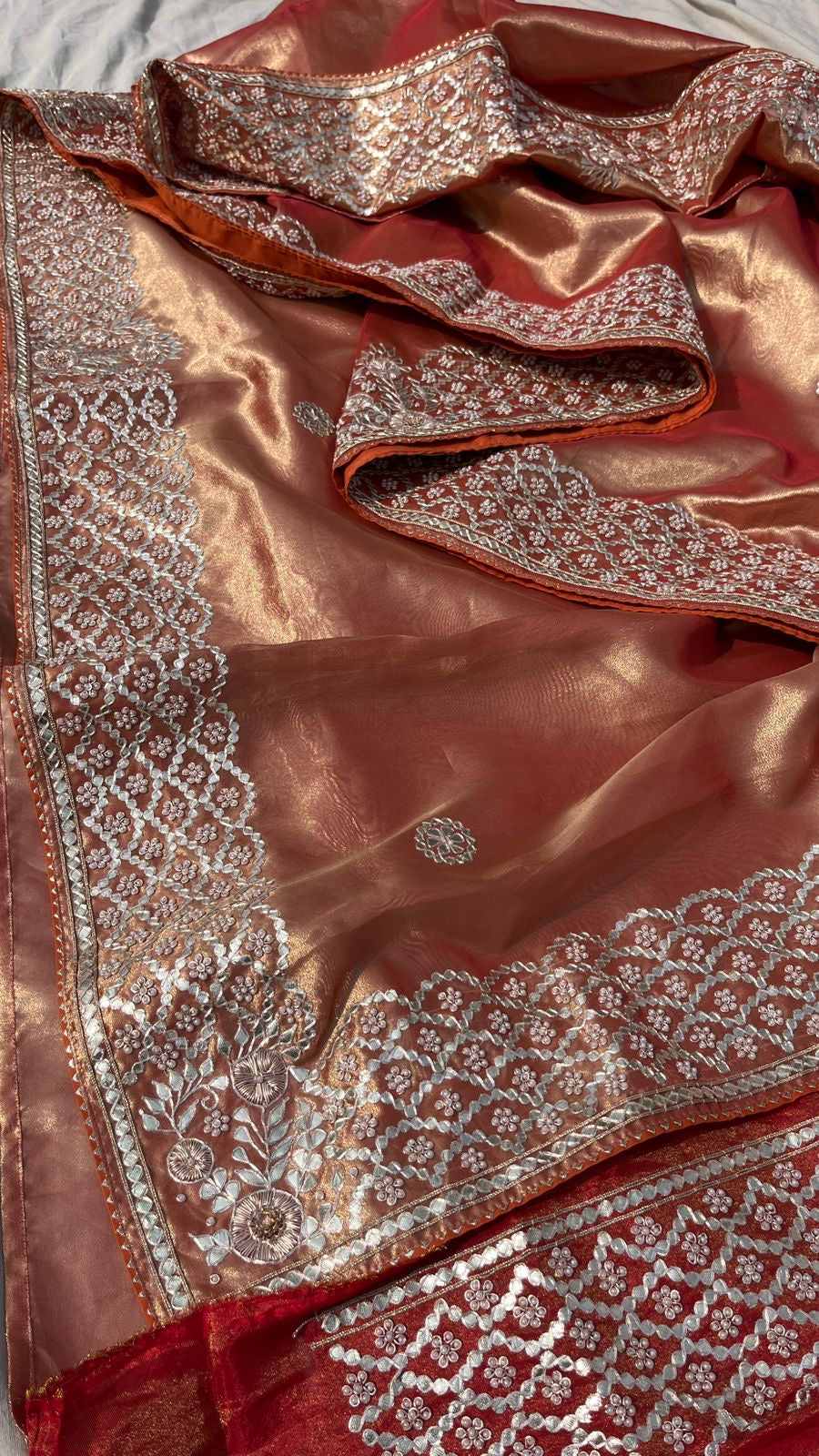 Zavish Zari Tissue saree Partywear sarees - Saffronfashionindia