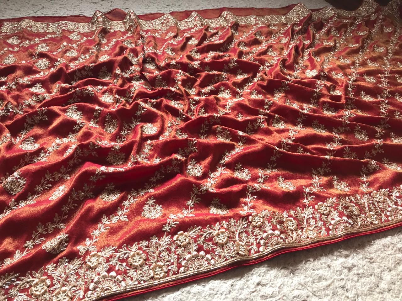 Wedding Bridal Saree Zardosi Sarees - Saffronfashionindia