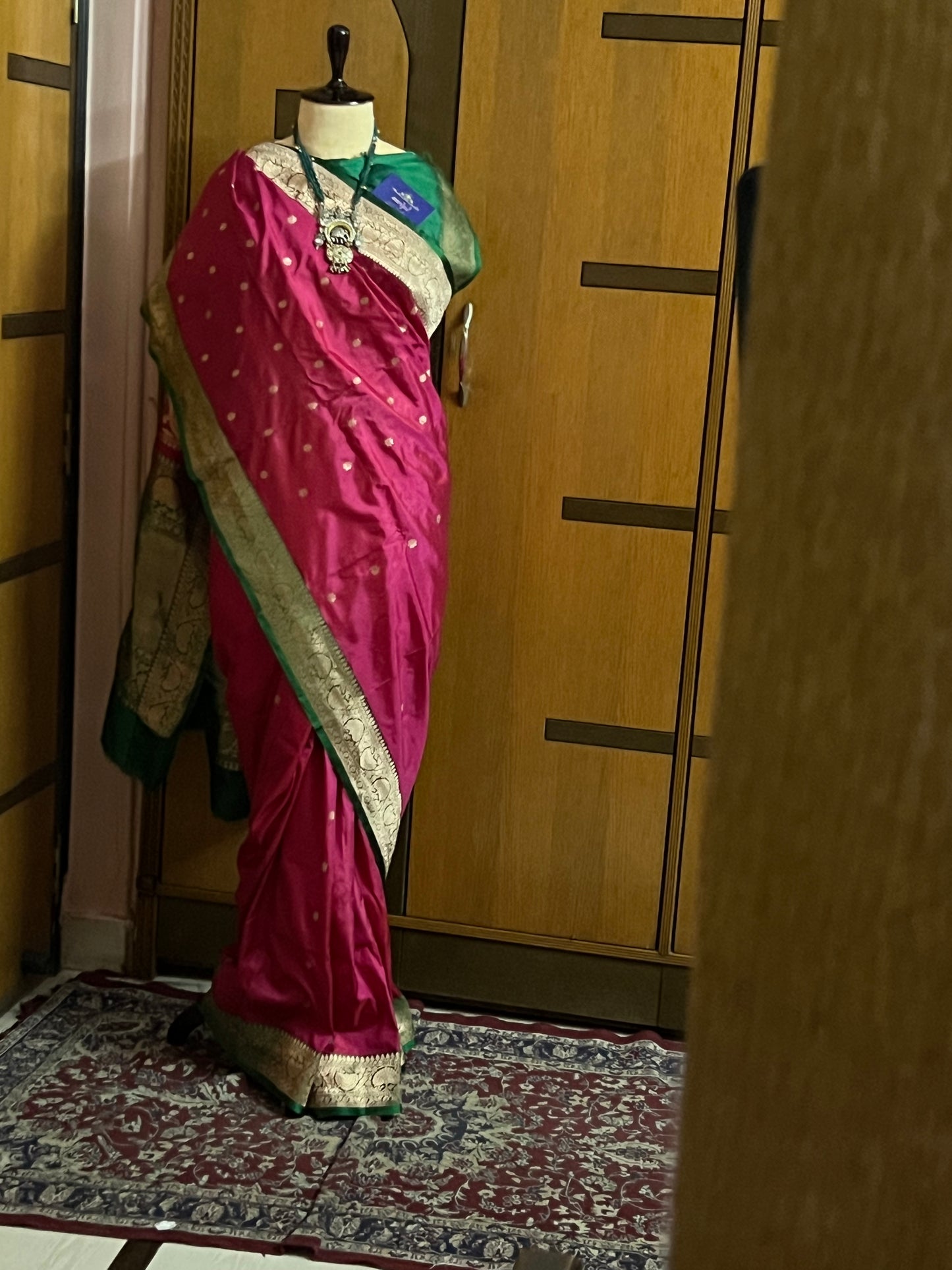 Pink silk Kanchipuram saree traditional sari - Saffronfashionindia