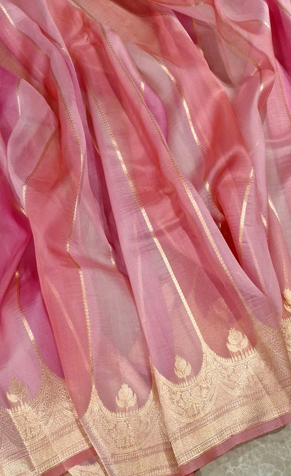 Rangkat saree pink Kora saree Partywear Saree blouse SaffronFashion