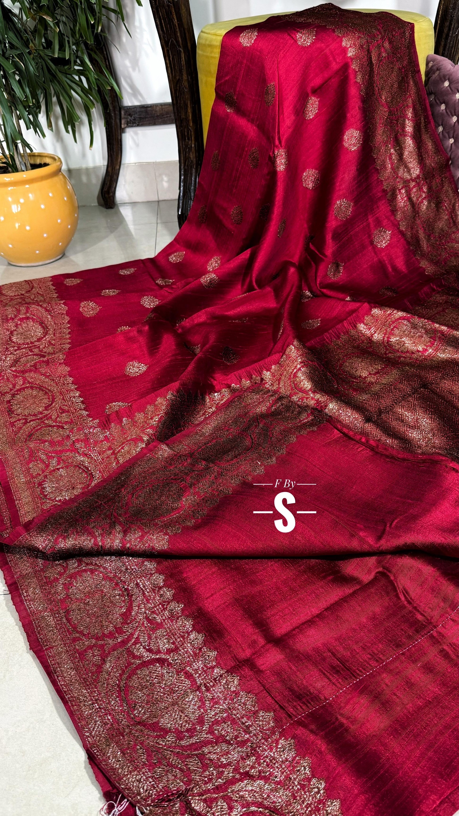 Tussar handwoven luxury saree Indian saree blouse SaffronFashion
