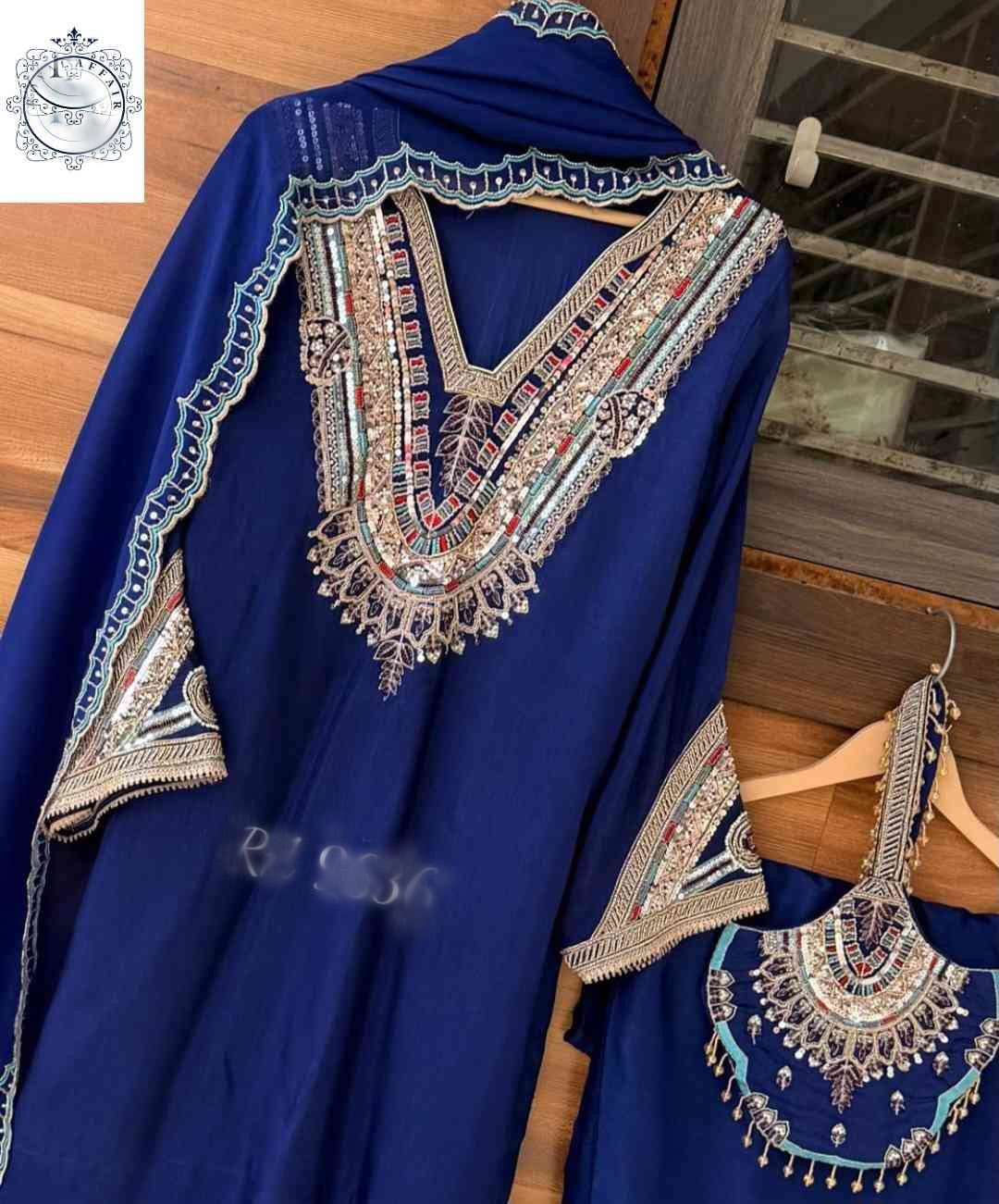 Embroidered Salwar Suit with Dupatta | Pakistani Style Designer Suit SaffronFashion