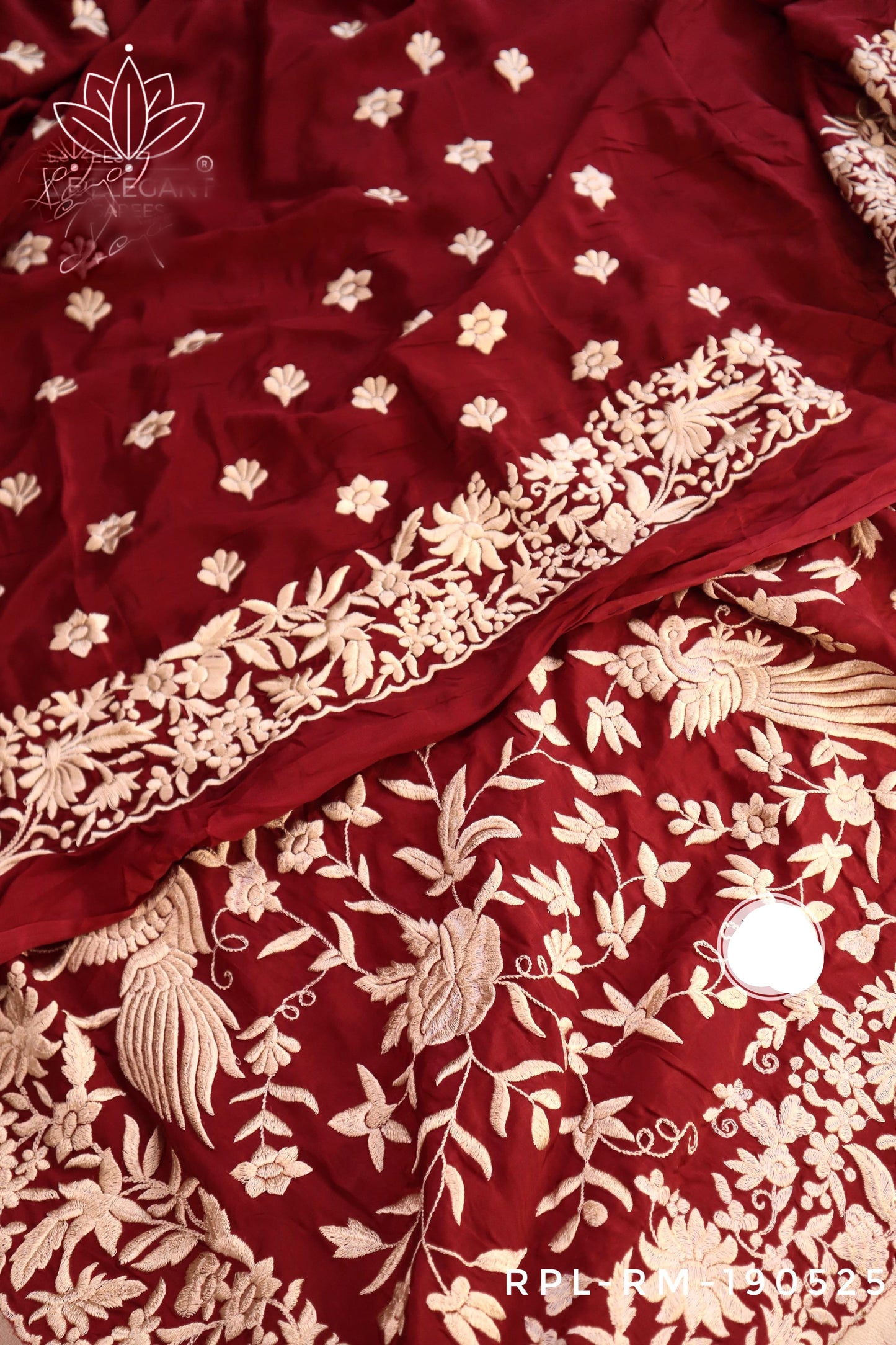 Black Parsi thread Embroidered Saree SaffronFashion