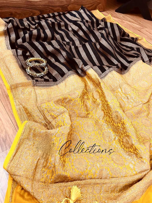 Lavish handwoven Khaddi Gorgette saree Indian saree - Saffronfashionindia