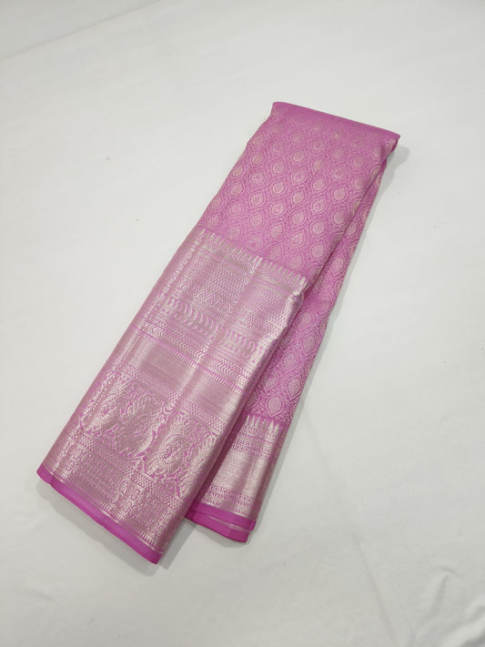 Pink Kanjeevaram Pure Silk Sarees Handwoven saree - Saffronfashionindia