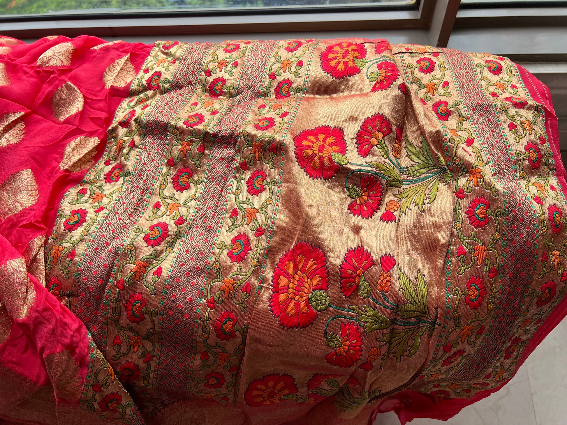 Ramaisha gorgette saree Khaddi gorgette saree Indian sari blouse - Saffronfashionindia