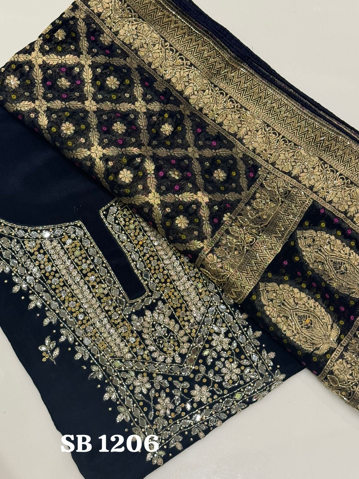 Mirror Handwork Chinon Salwar suit Indian dress - Saffronfashionindia