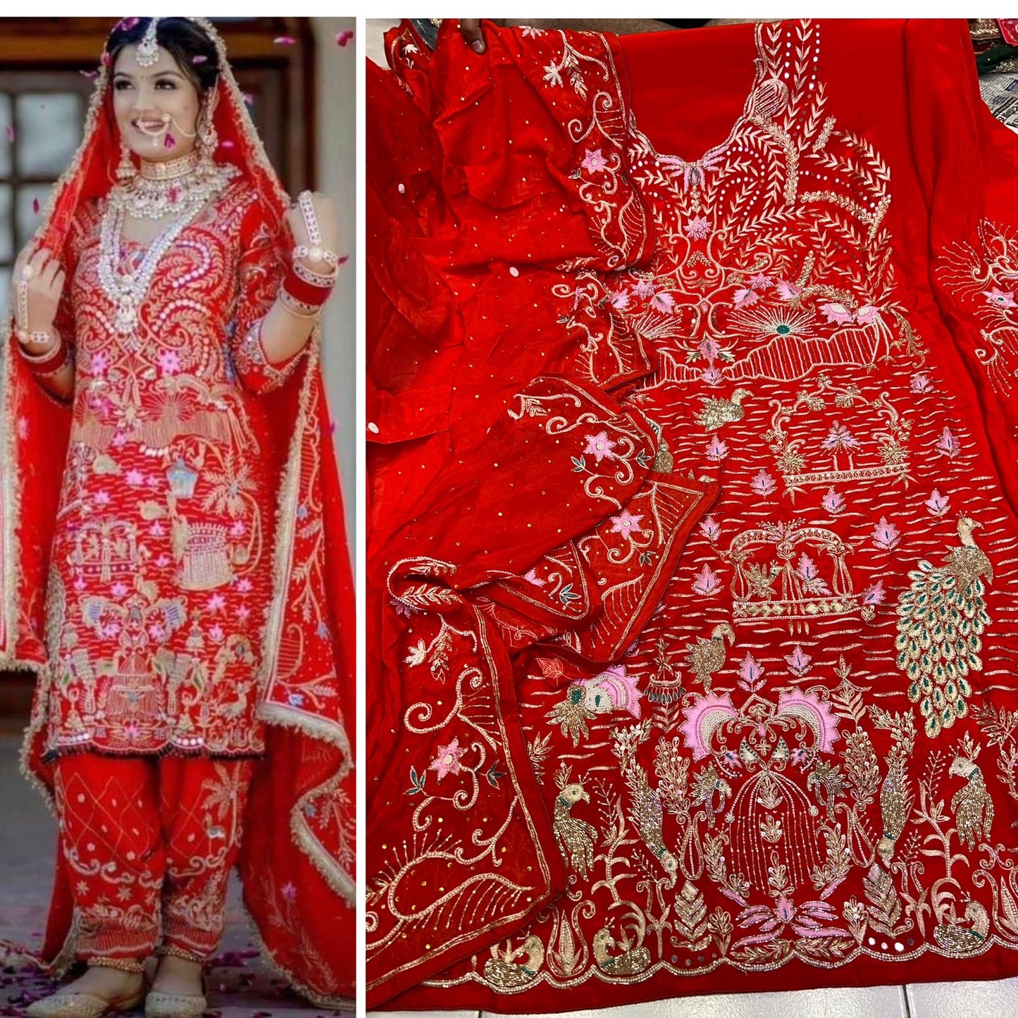 Bridal red punjabi salwar kameez Pakistani suit - Saffronfashionindia