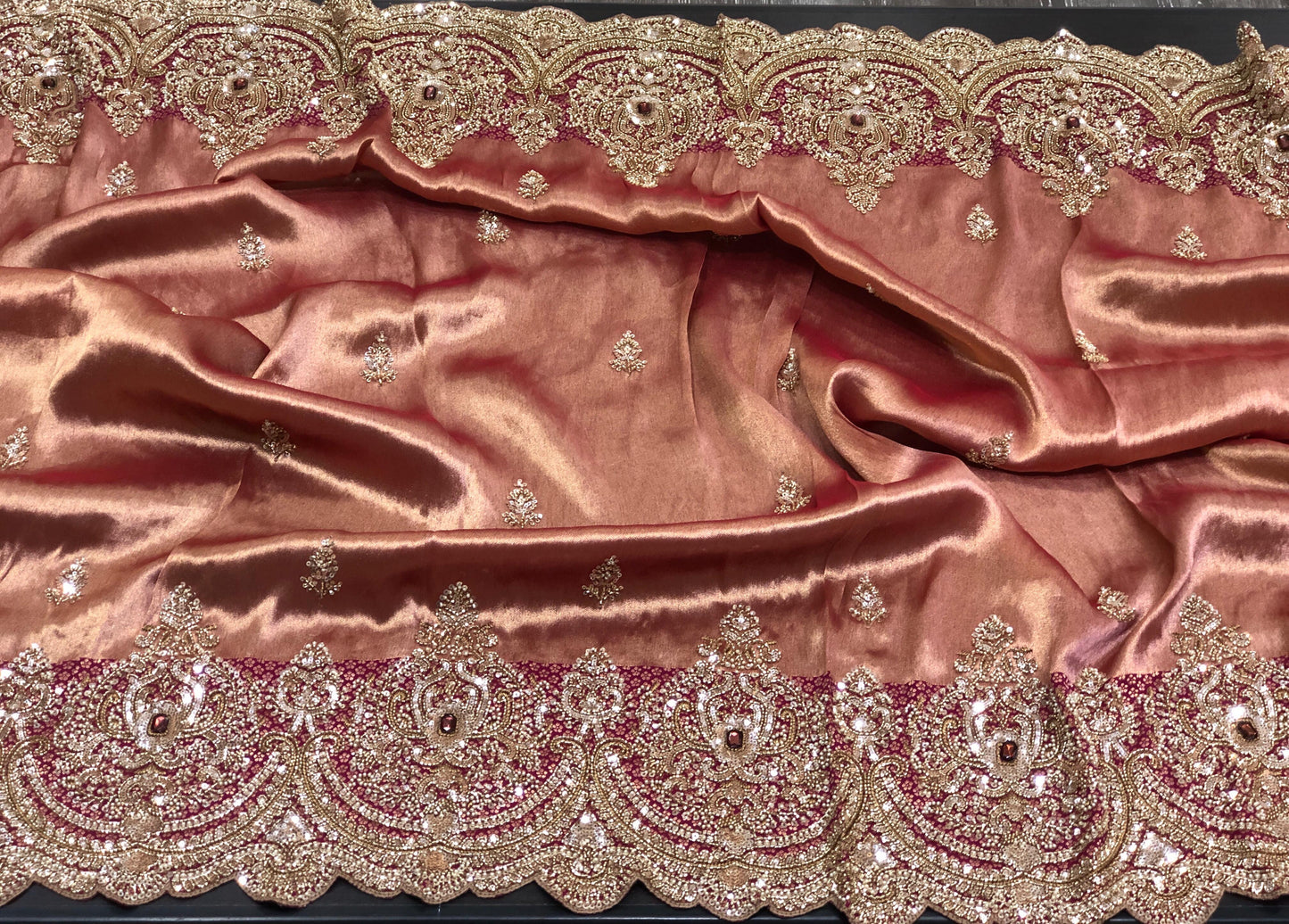 Dual tone pure Kanjeevaram saree wedding sari reception sarees blouse Saffronfashionindia