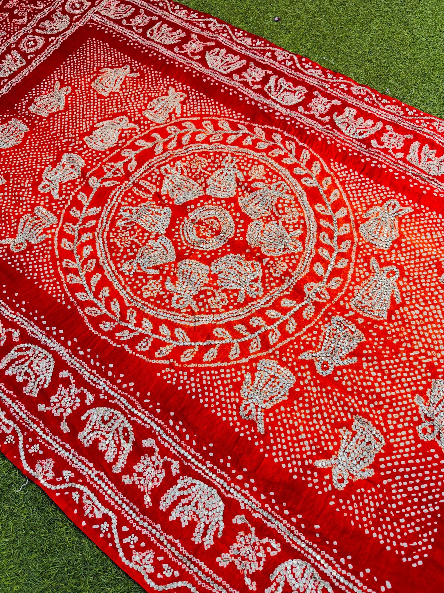 Mavisha gajji silk dupatta bandhani dupatta handwork dupatta Saffronfashionindia