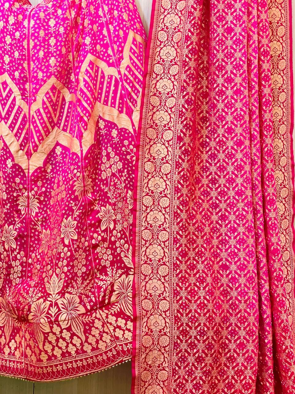 Vamia Banarsi  Bandhani Lehanga choli traditional Lehanga - Saffronfashionindia