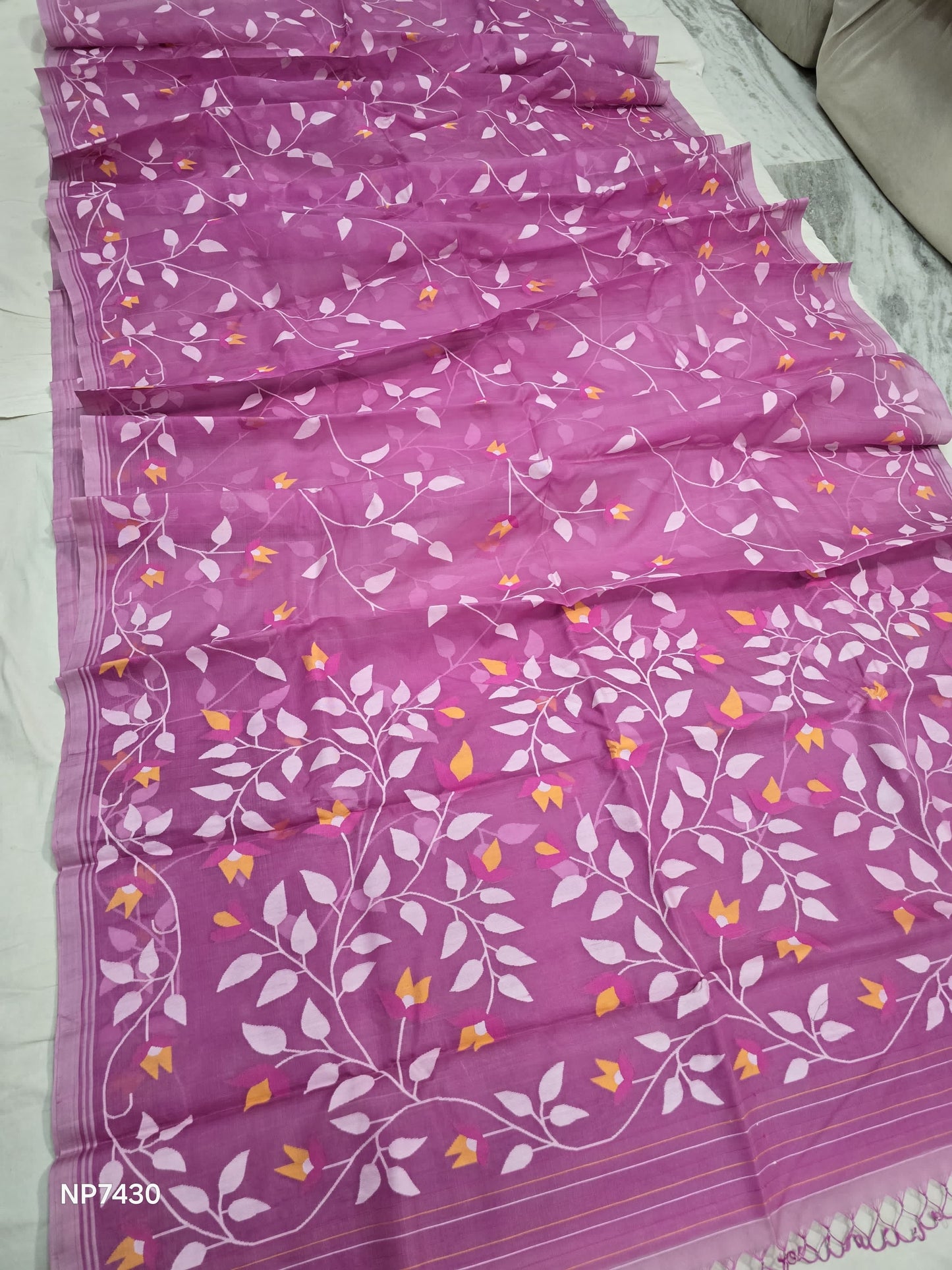 Aliva muslin Jamdani saree Tantuj sarees blouse Saffronfashionindia