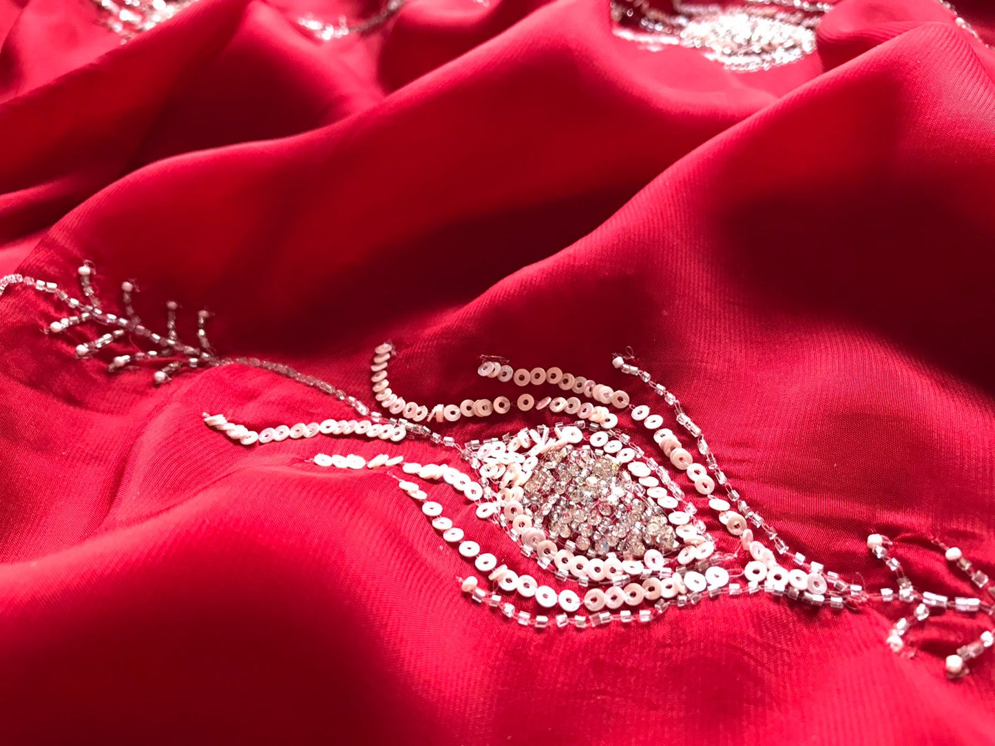 Red Luxury Premium Organza Silk Saree Partywear Sari - Saffronfashionindia