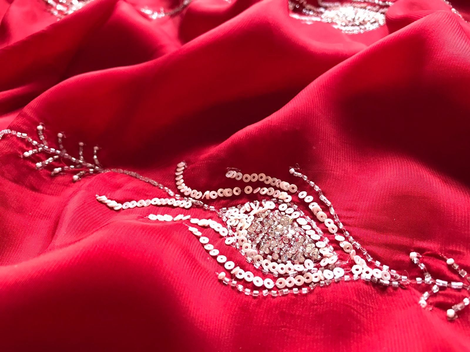 Red Luxury Premium Organza Silk Saree Partywear Sari - Saffronfashionindia